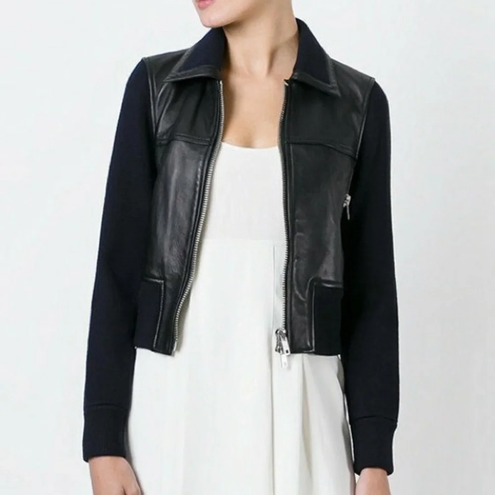 3.1 Phillip Lim black leather sweater jacket - Picture 1 of 9